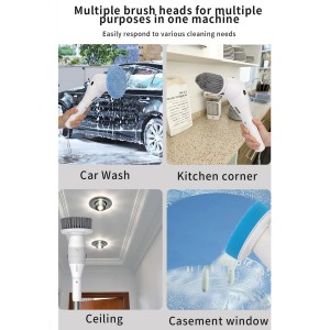 Electric Spin Scrubber with Night light and LED Display, Cordless Cleaning Brush with 8 Replaceable Heads & Adjustable Extension Handle, 3 Speeds, Cleaning for Bathroom Tub Grout Floor Wall Sink Tile